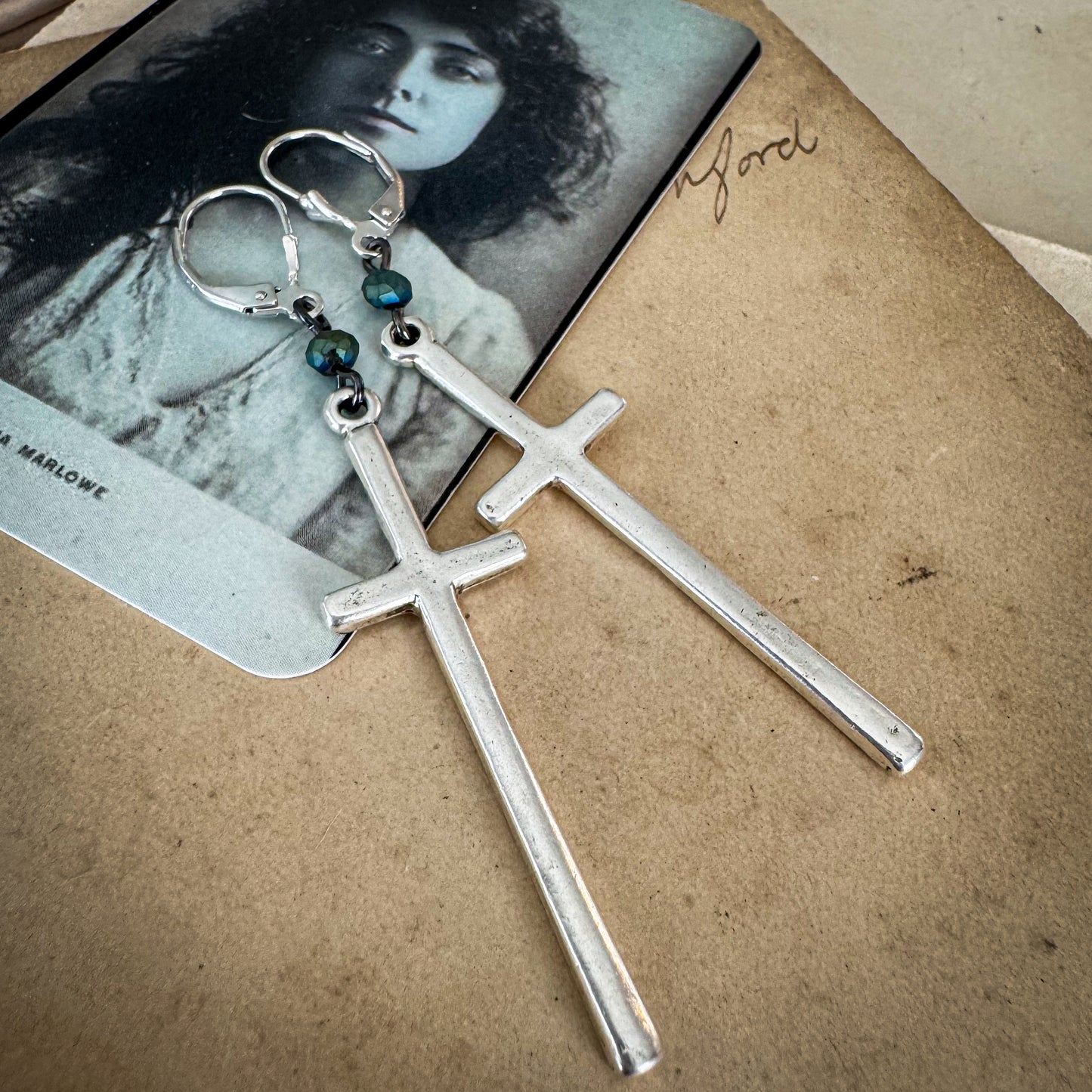 Silver Cross Earrings