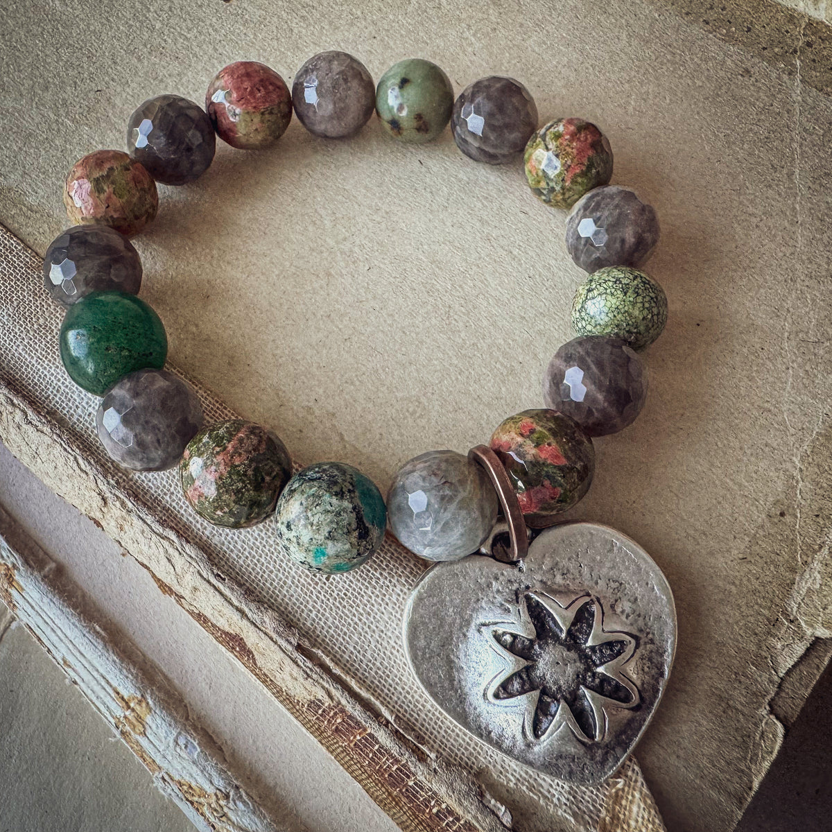 Wildflower and Heart Bracelet