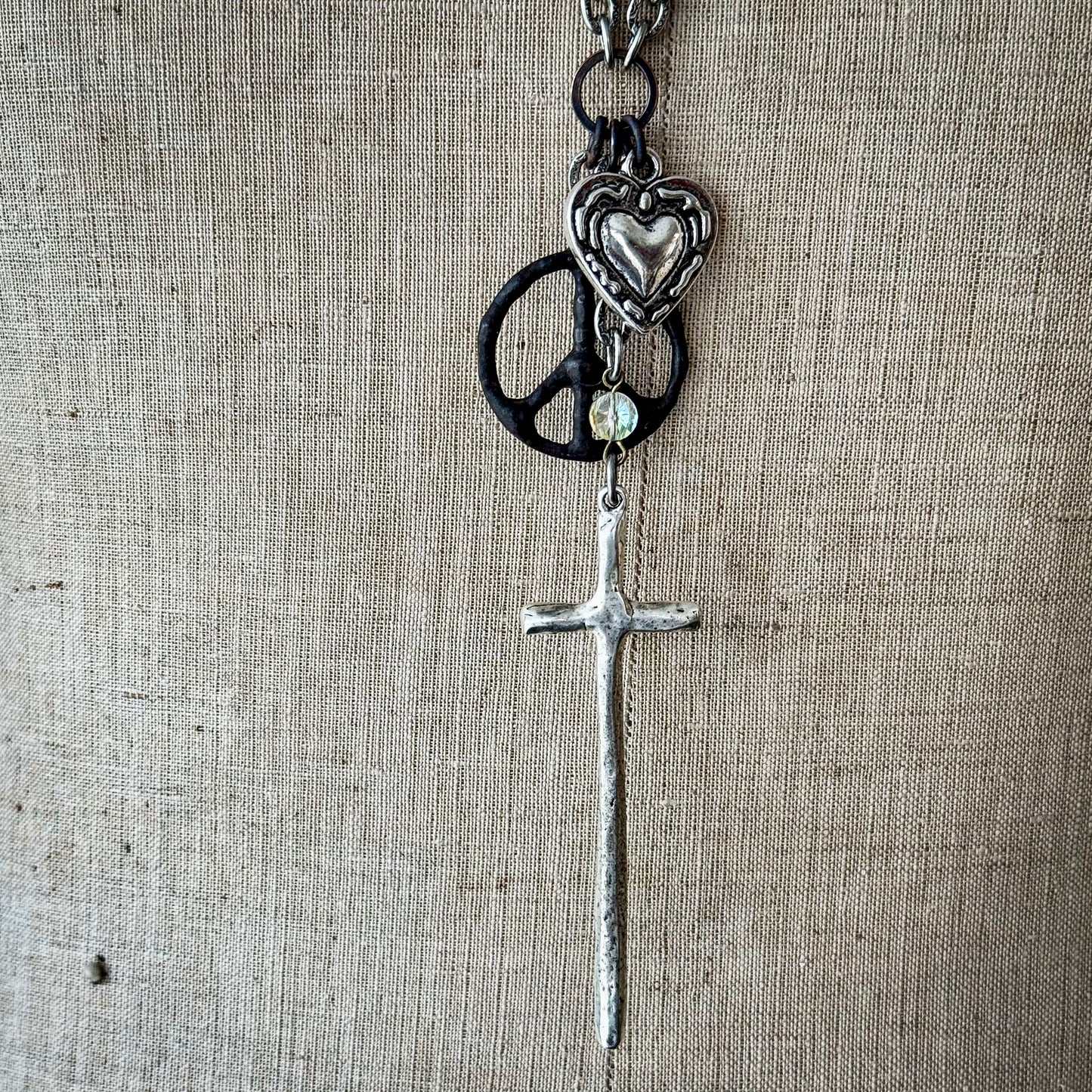 Peace Out Necklace- Mixed Metal