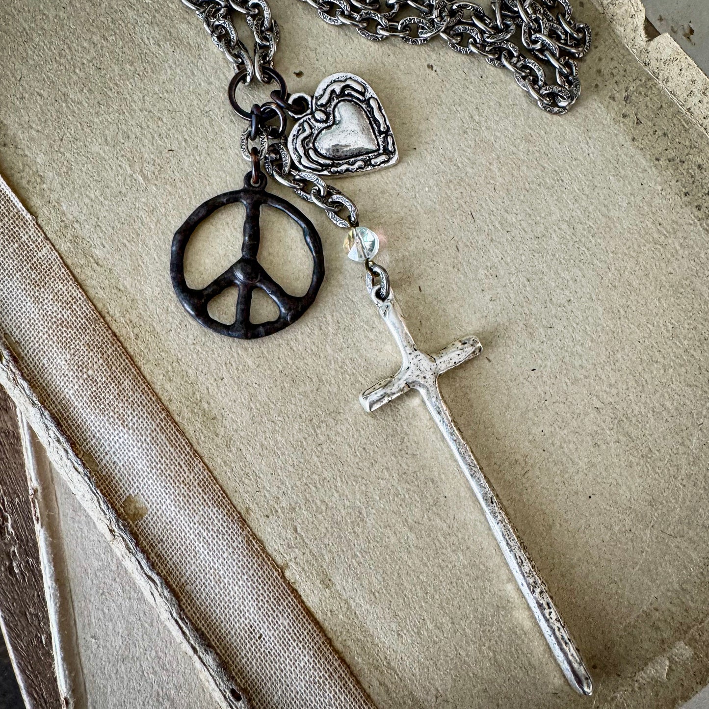 Peace Out Necklace- Mixed Metal