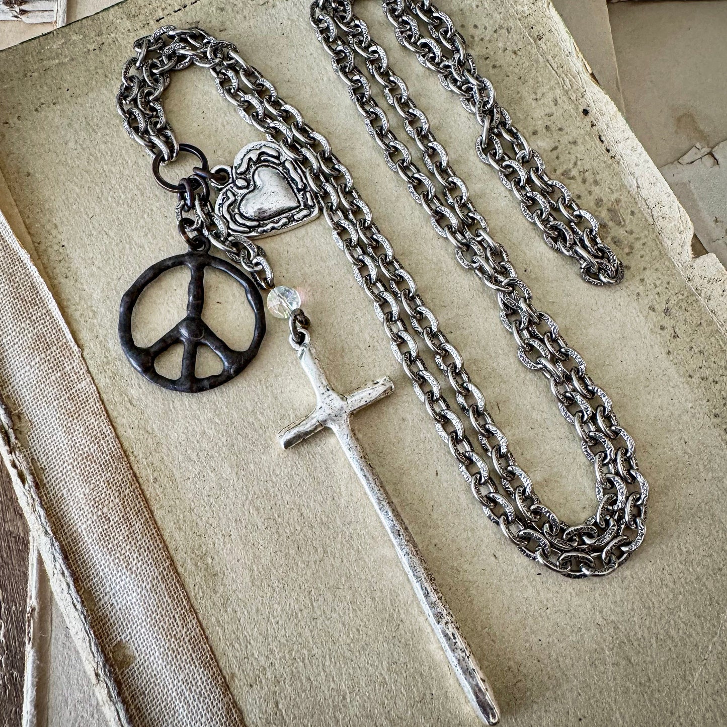 Peace Out Necklace- Mixed Metal