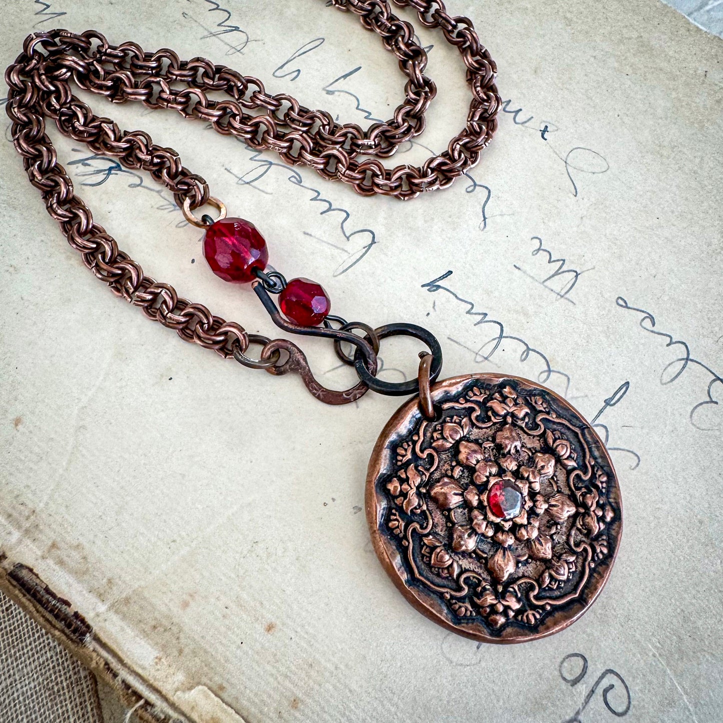 Garnet Mandala Necklace