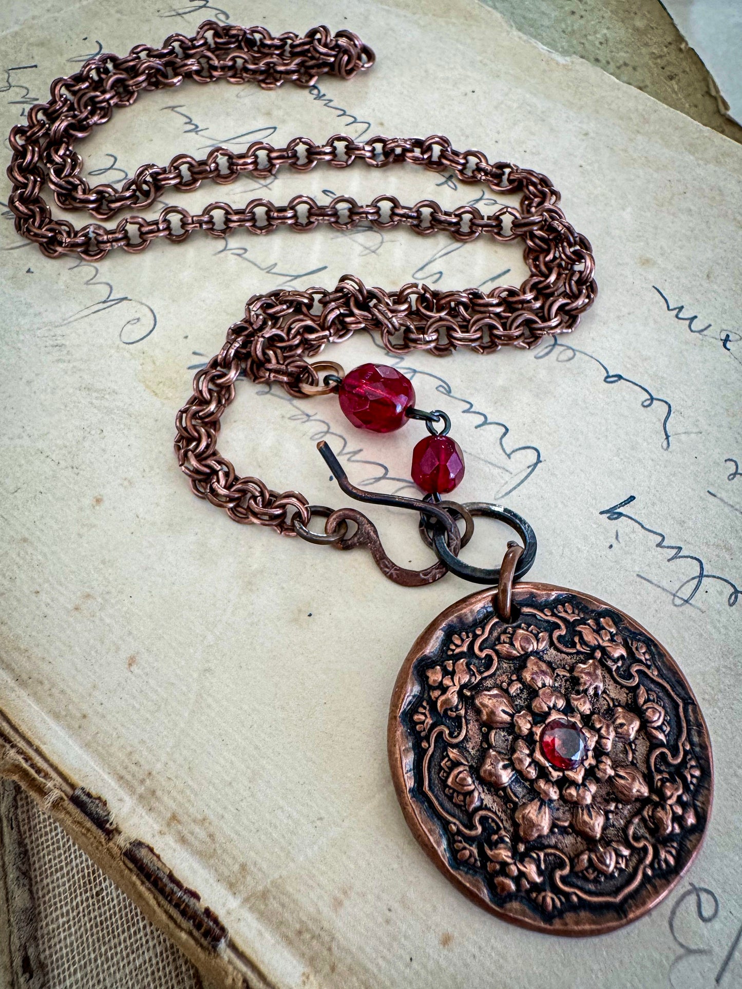 Garnet Mandala Necklace