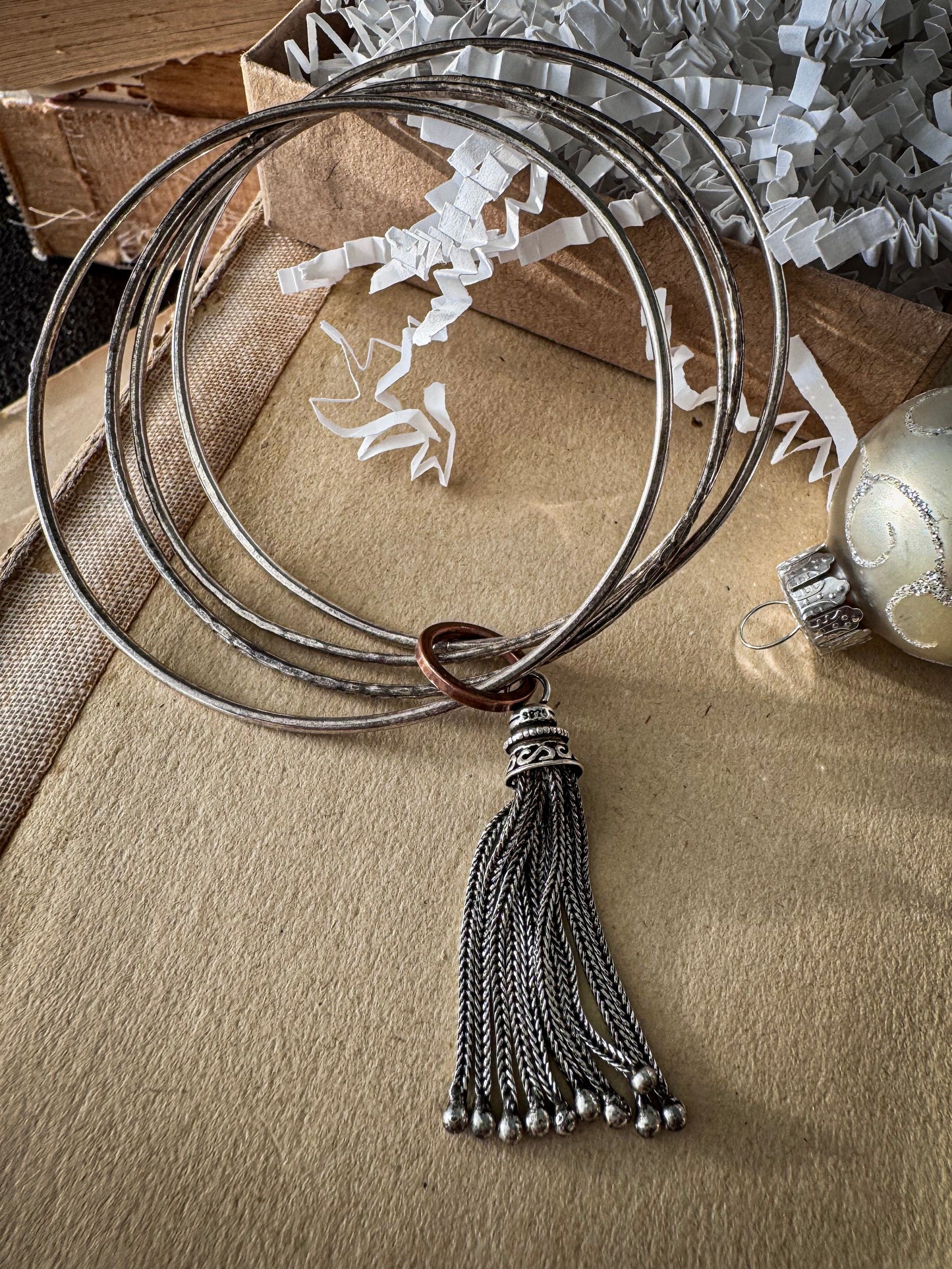 Silver Tassel Bangles