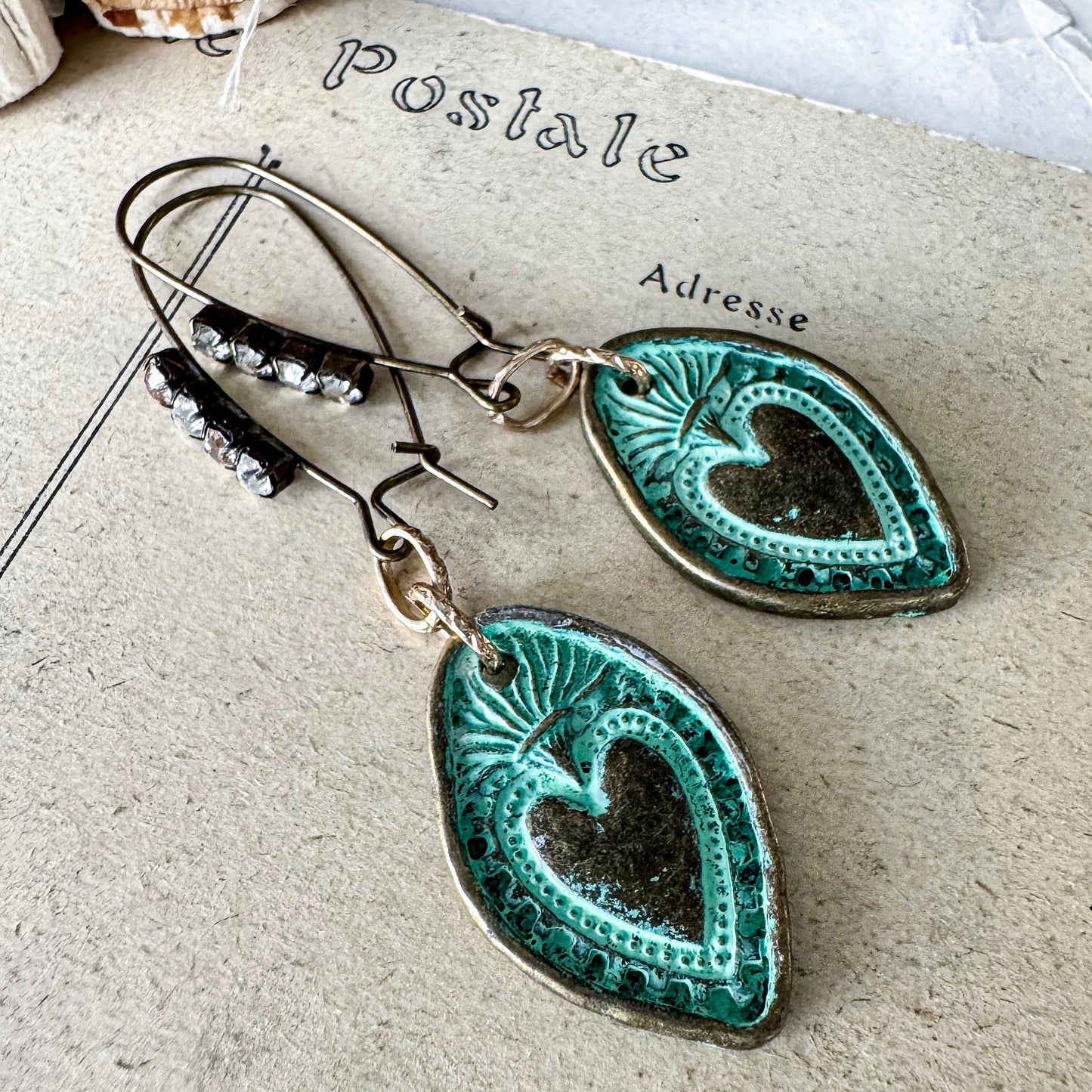 Verdegris Heart Earrings