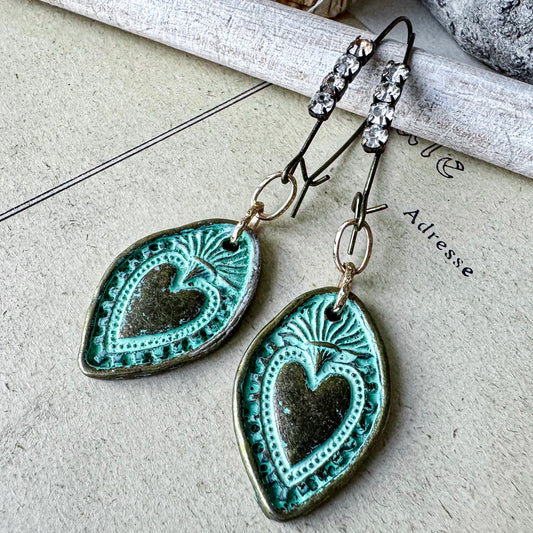 Verdegris Heart Earrings