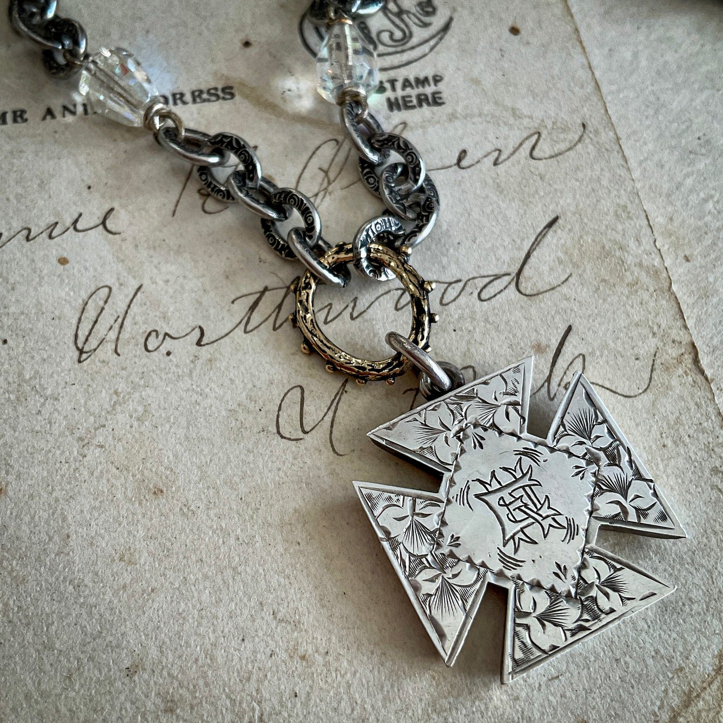 Monogram Cross Necklace