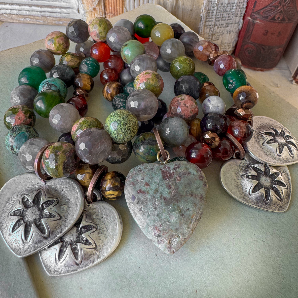 Wildflower and Heart Bracelet