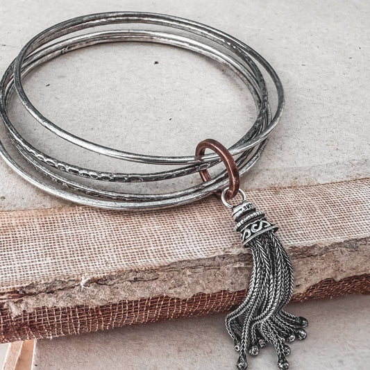 Silver Tassel Bangles