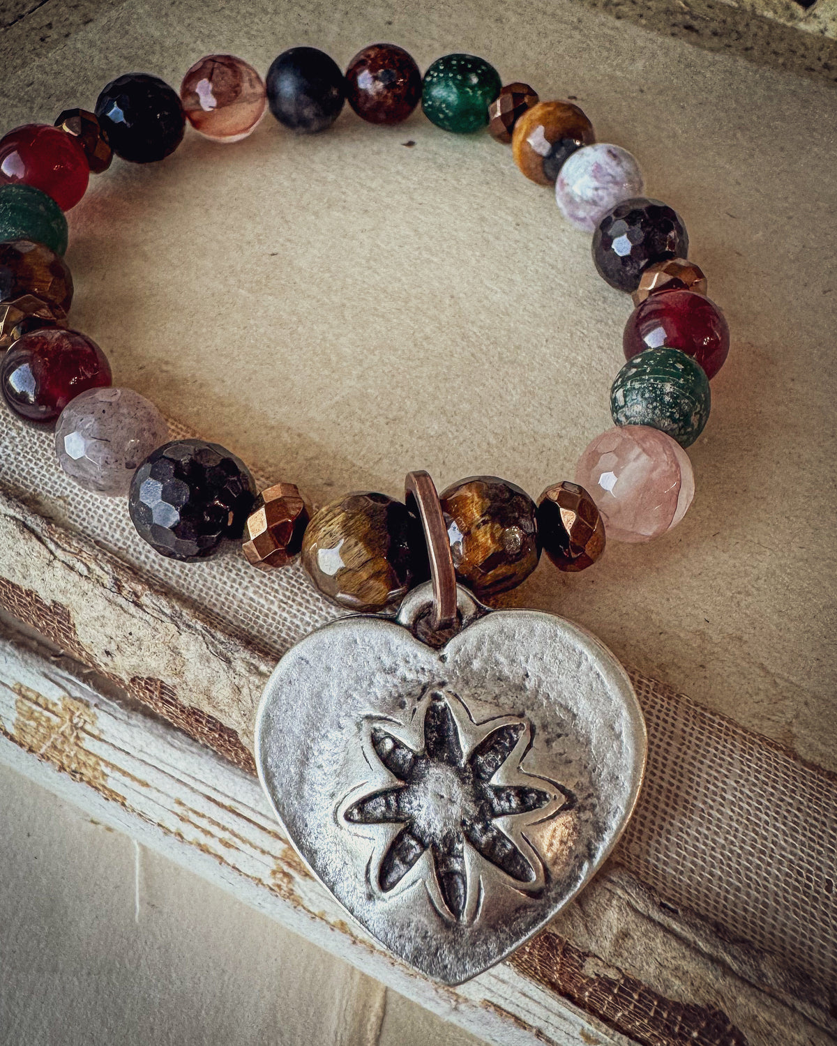 Wildflower and Heart Bracelet