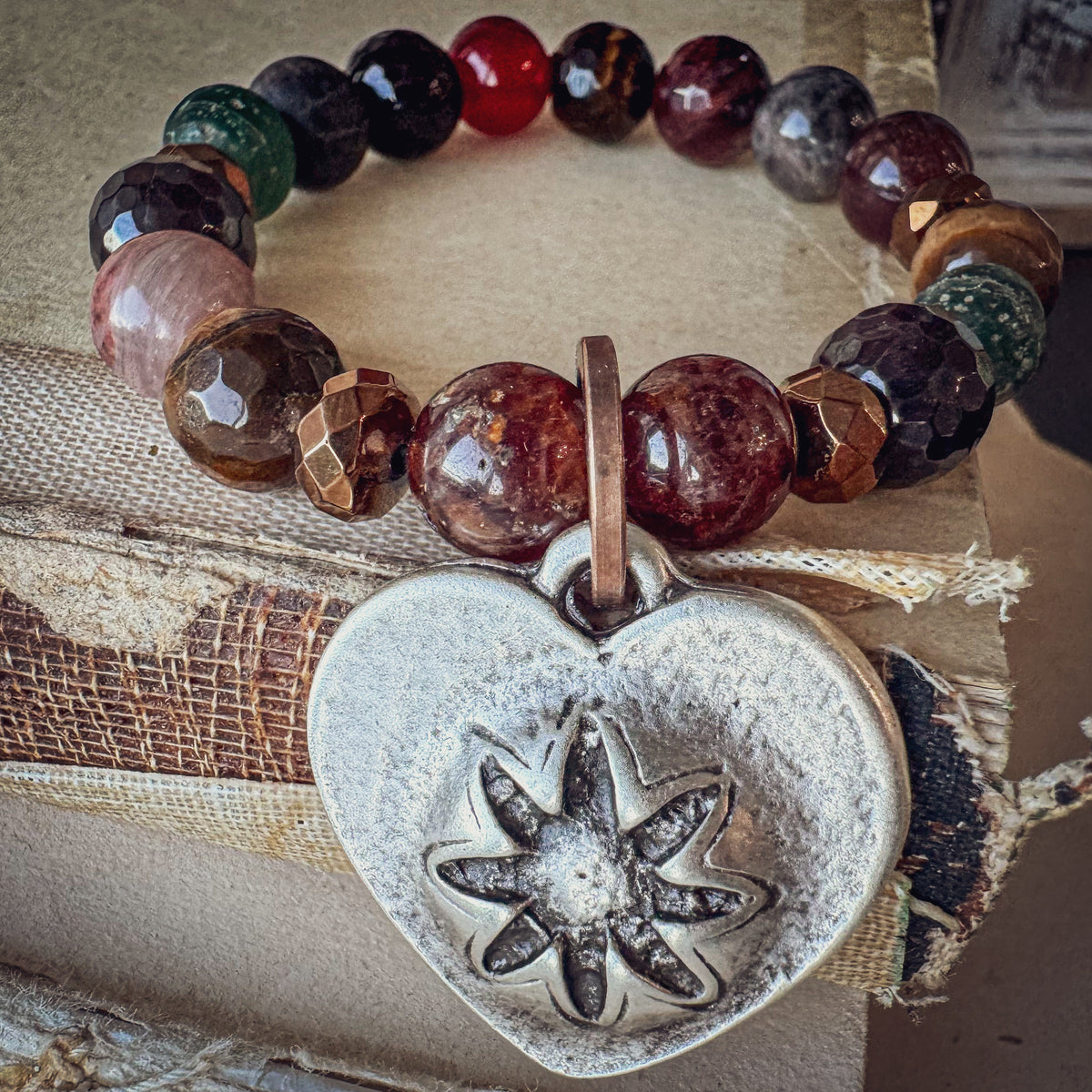Wildflower and Heart Bracelet