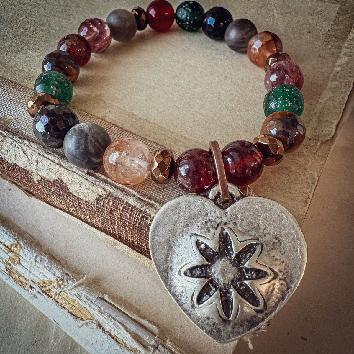 Wildflower and Heart Bracelet