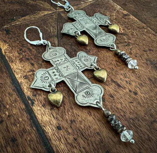 Ethnic Cross Earrings