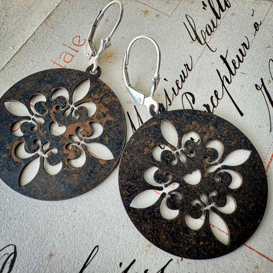 Versailles Medallion Earrings: Rustic Finish