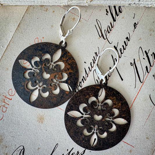 Versailles Medallion Earrings: Rustic Finish