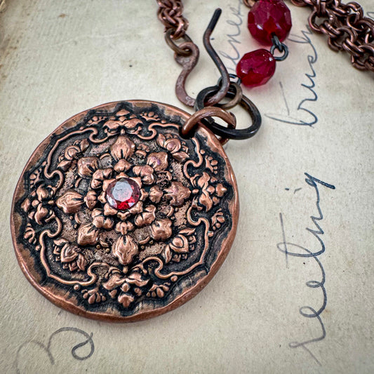 Garnet Mandala Necklace