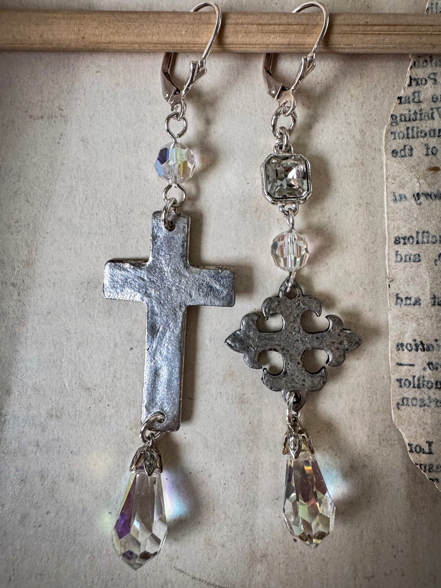 Glimmering Cross Earrings
