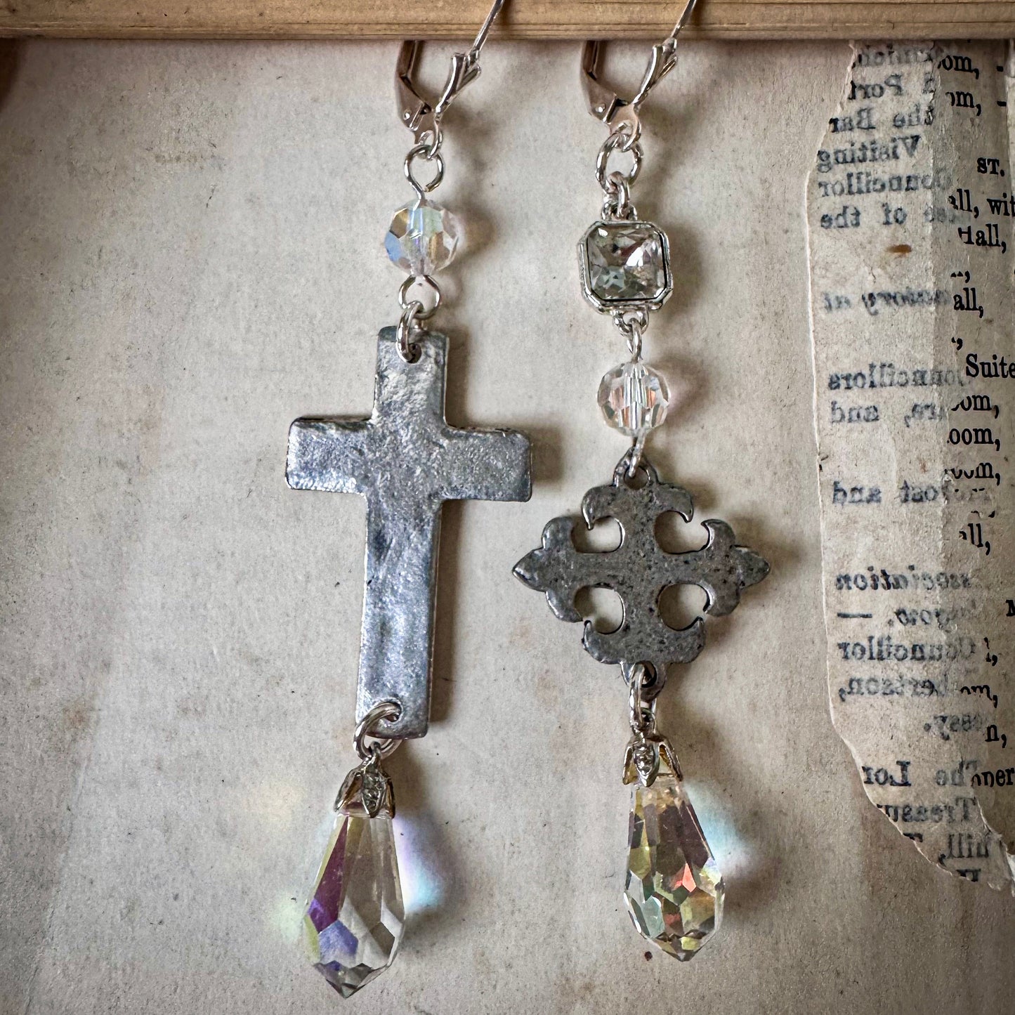Glimmering Cross Earrings