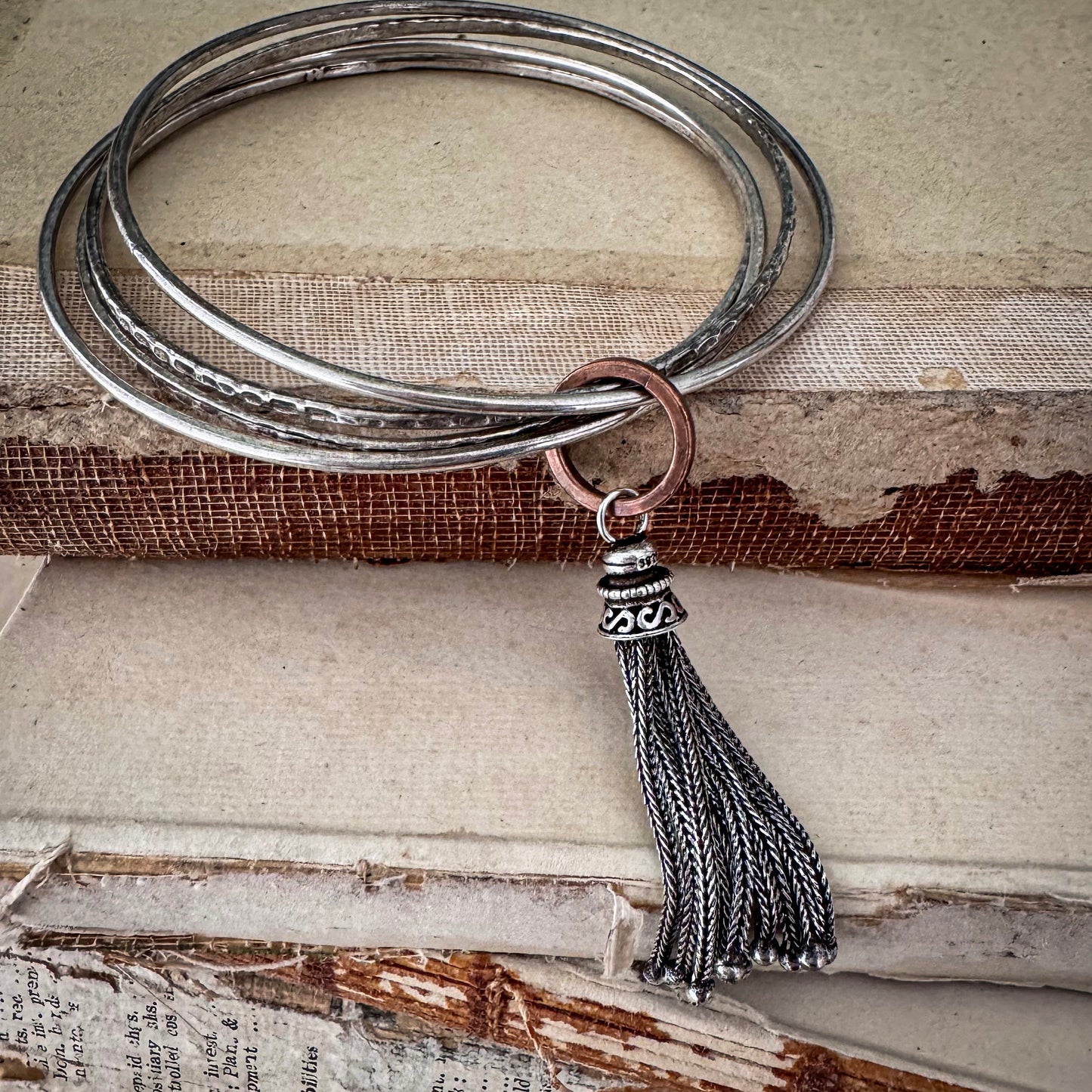 Silver Tassel Bangles