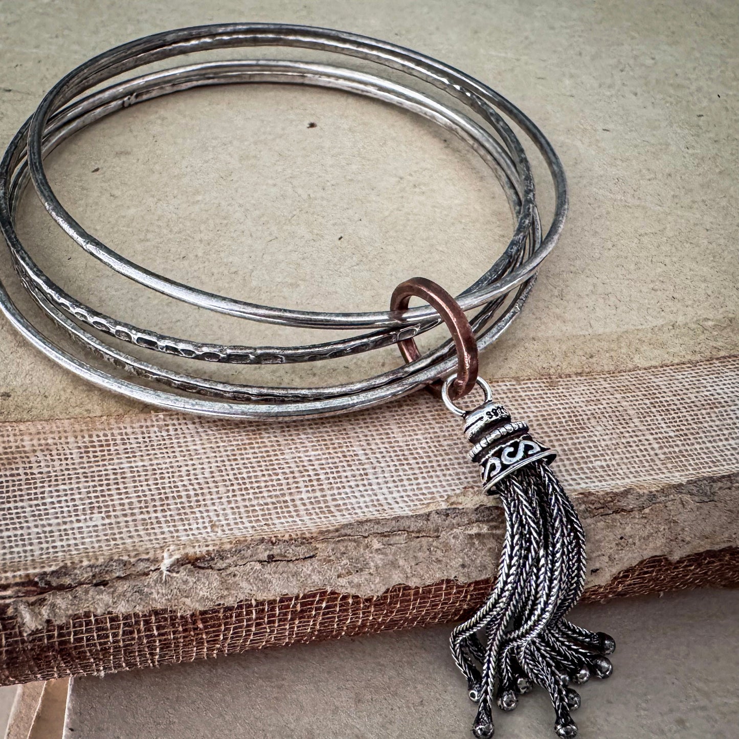 Silver Tassel Bangles