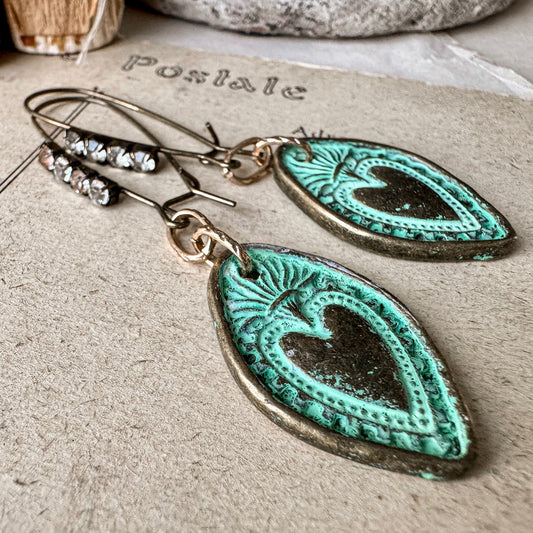 Verdegris Heart Earrings