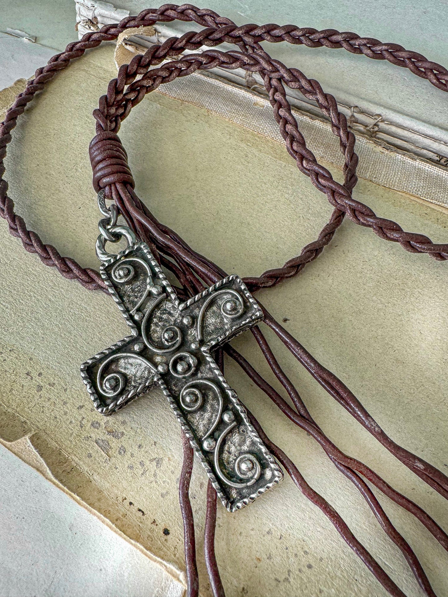 Desert Rose Cross Necklace