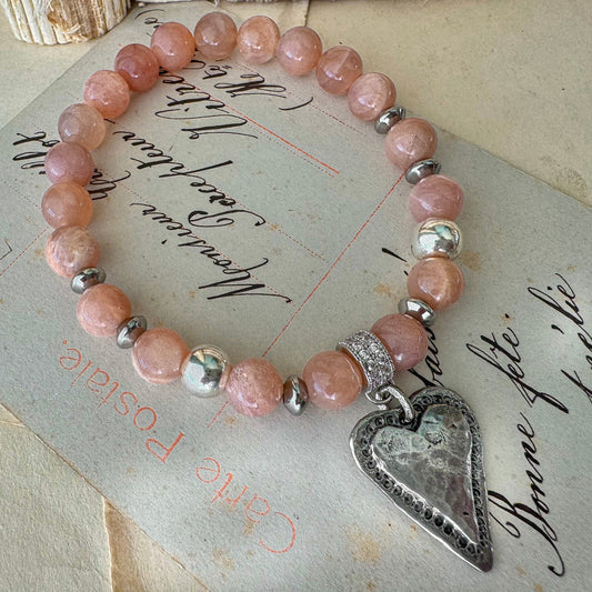 Sunset Heart Sunstone Bracelet