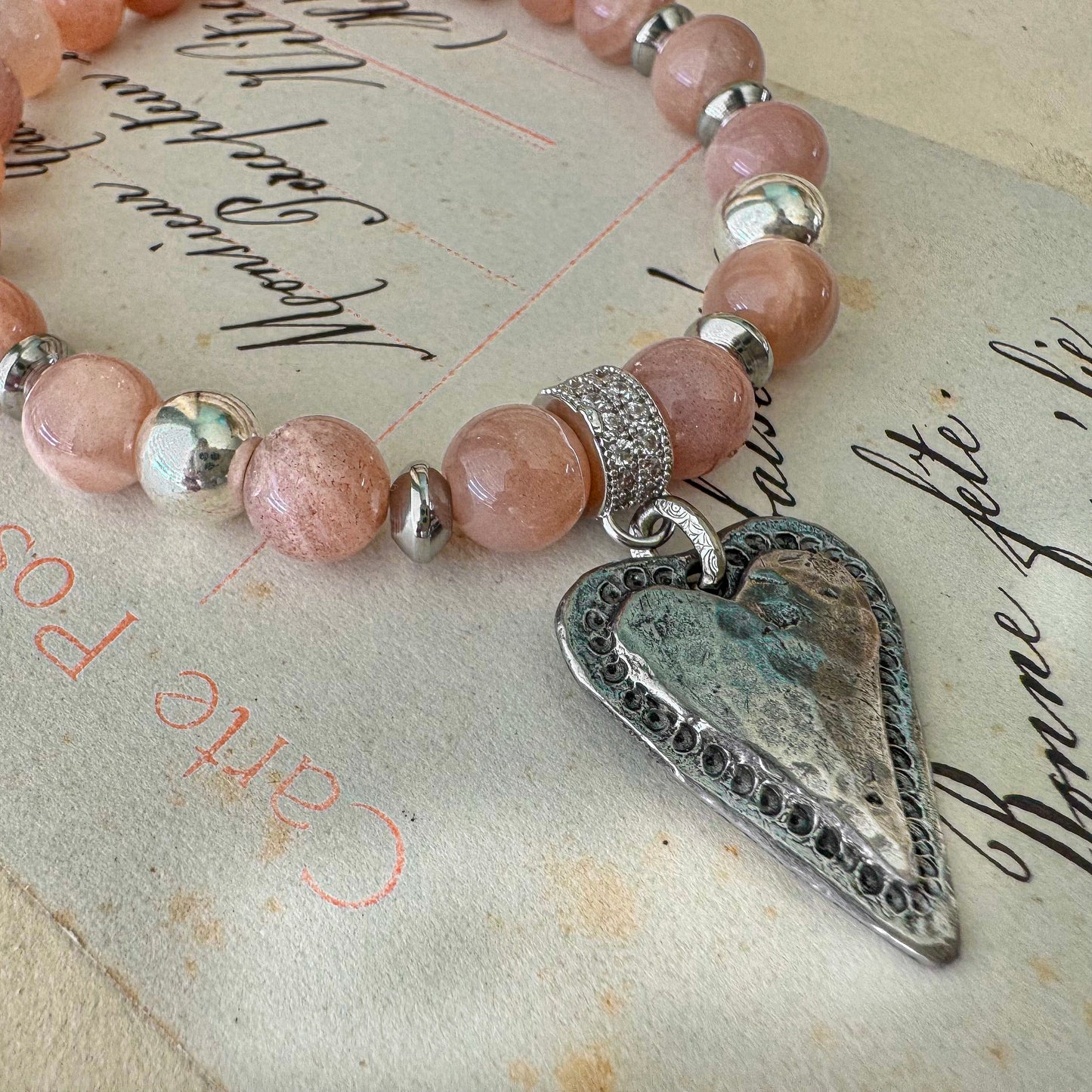 Sunset Heart Sunstone Bracelet