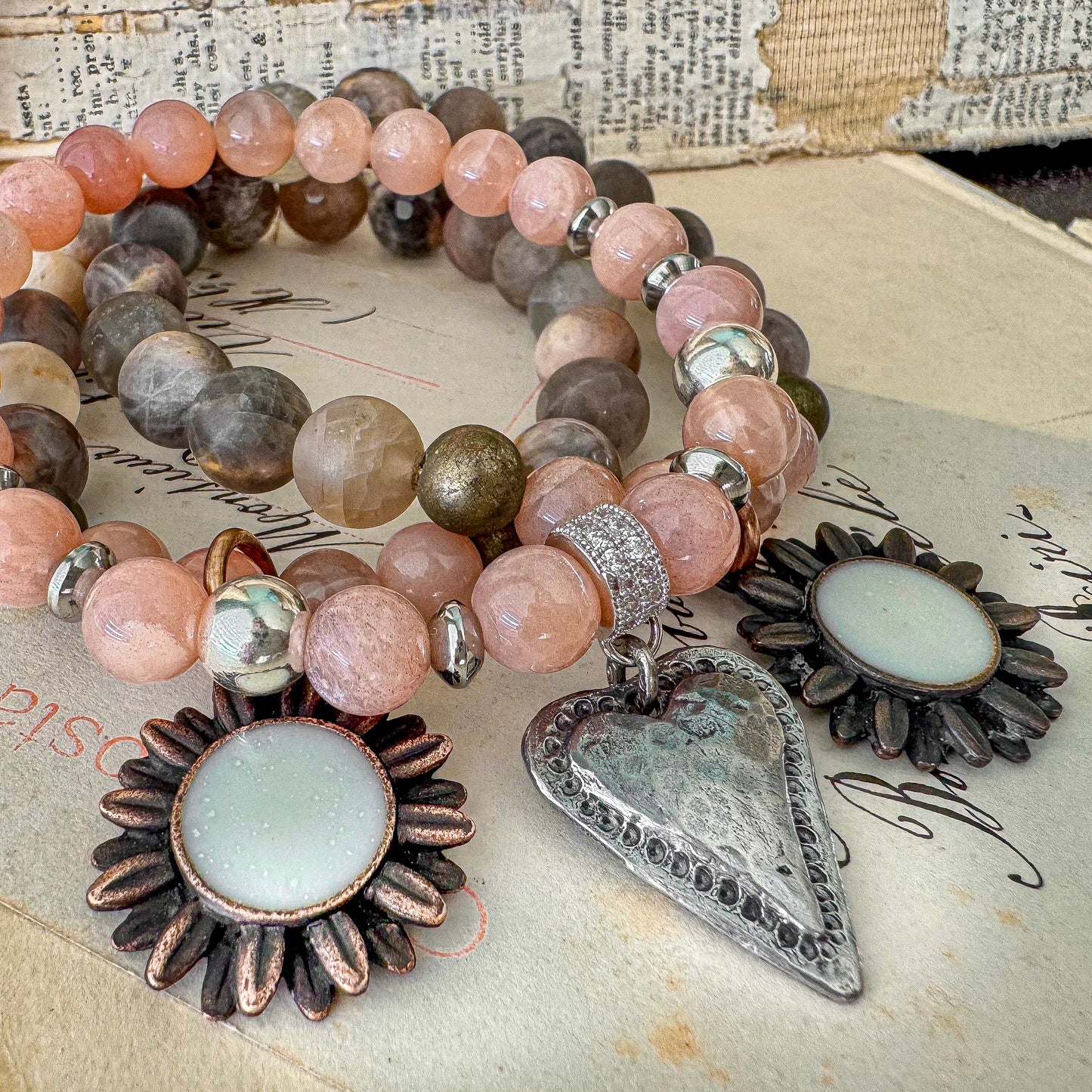 Sunset Heart Sunstone Bracelet