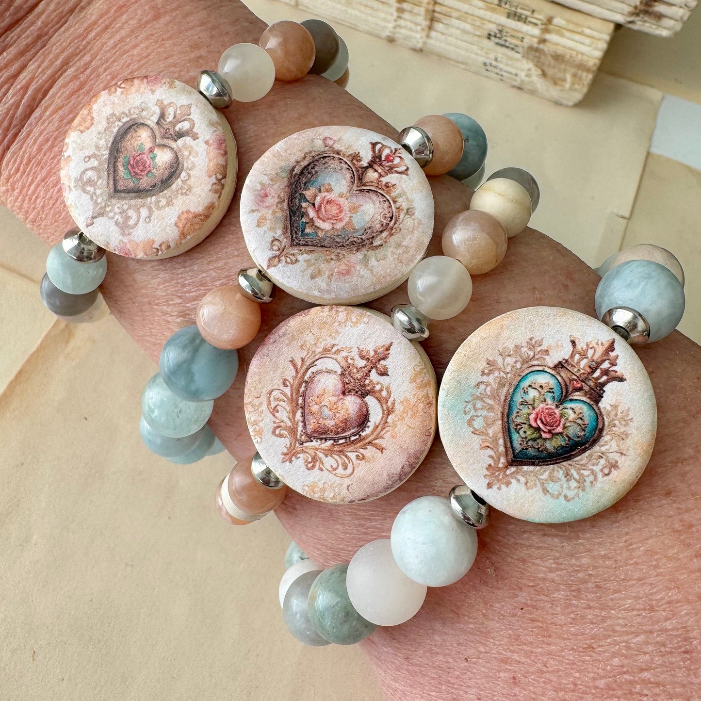 Gilded Rose Heart Bracelets