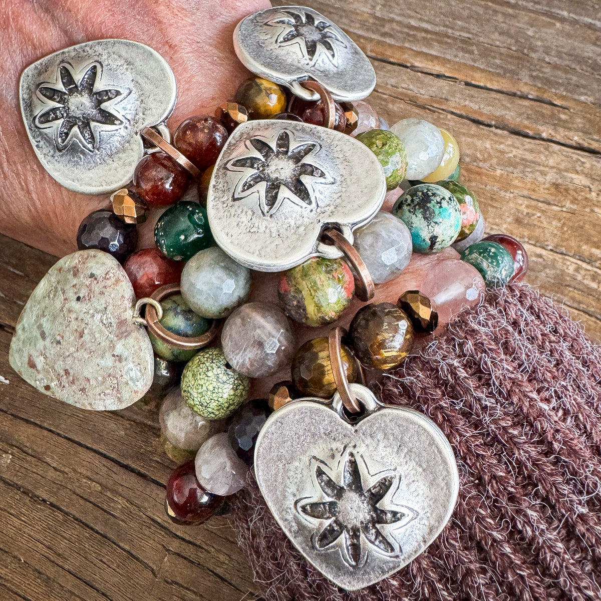 Wildflower and Heart Bracelet