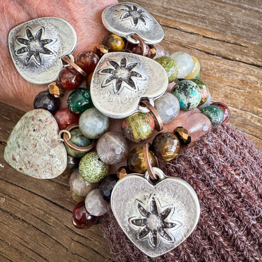 Wildflower and Heart Bracelet
