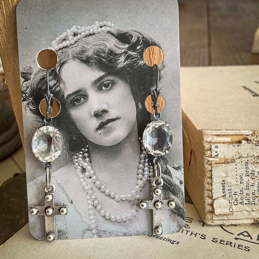 Dotted Cross Earrings