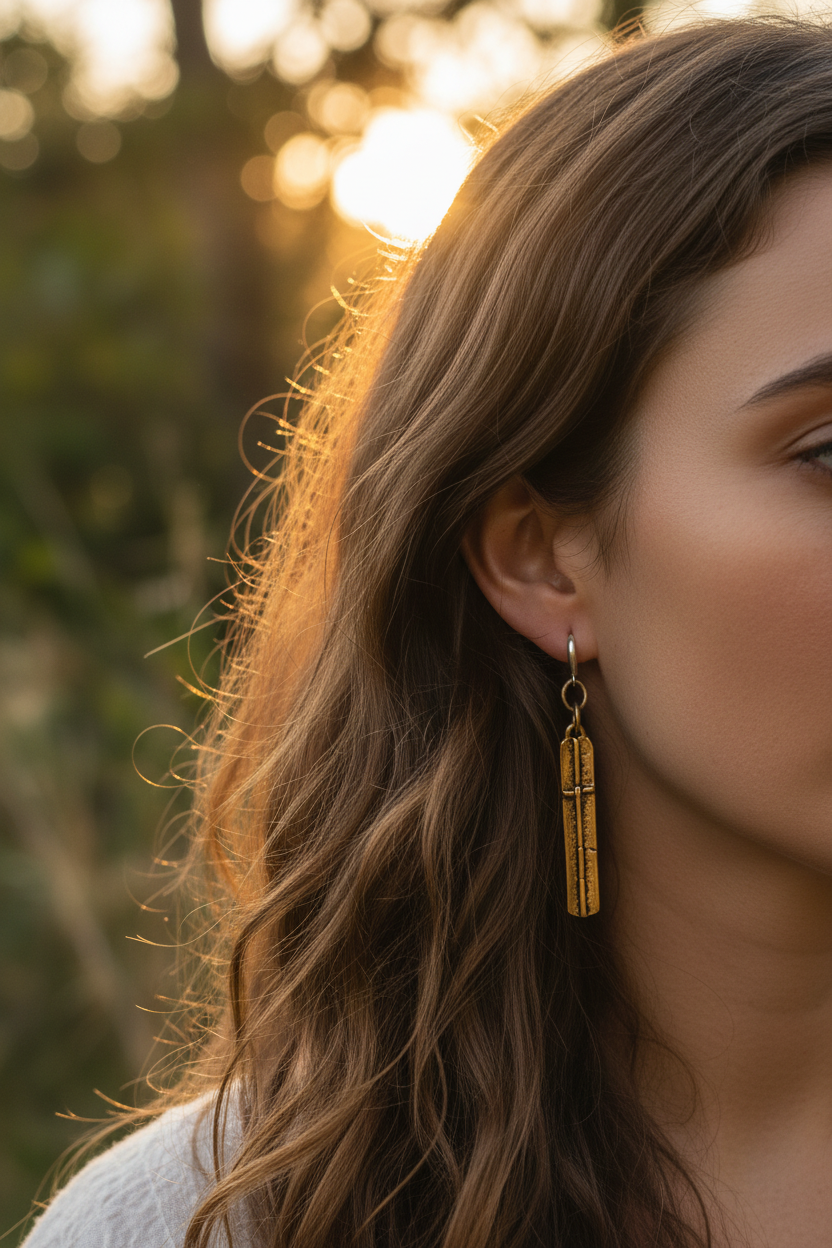 Golden Cross Earrings boho - new version